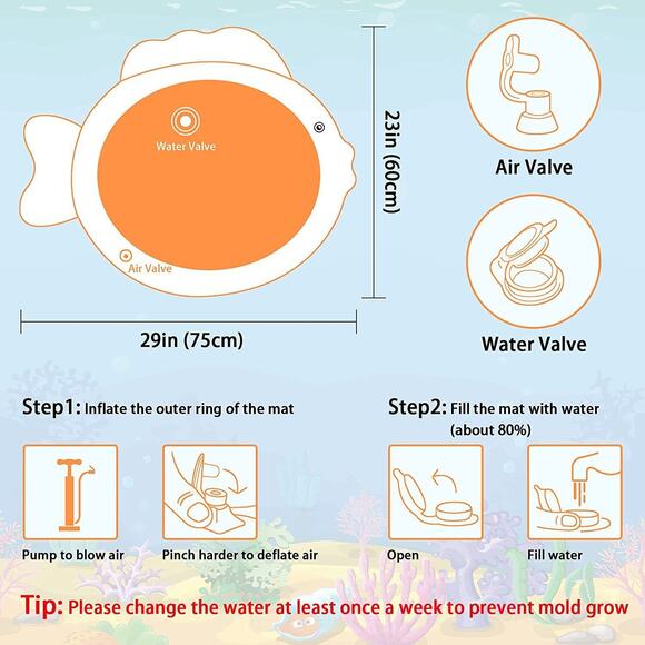 Tummy Play Time Mat for Baby Boys and Girls Over 3 Months, Inflatable Water Mat - Picture 4 of 11